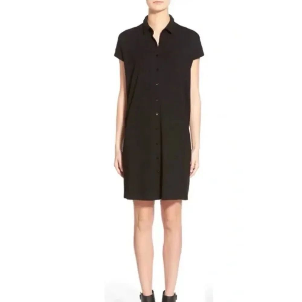 Eileen Fisher Jersey Button Down Dress | Black in 3X
